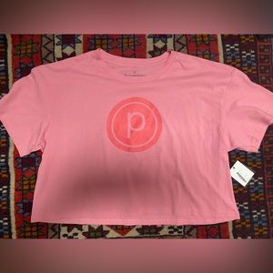 Brand New with Tags** Pure Barre, tonal logo Crop Tee, bubblegum pink, large